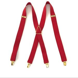 Men's Adjustable Clip-On Suspenders Red Stretch
